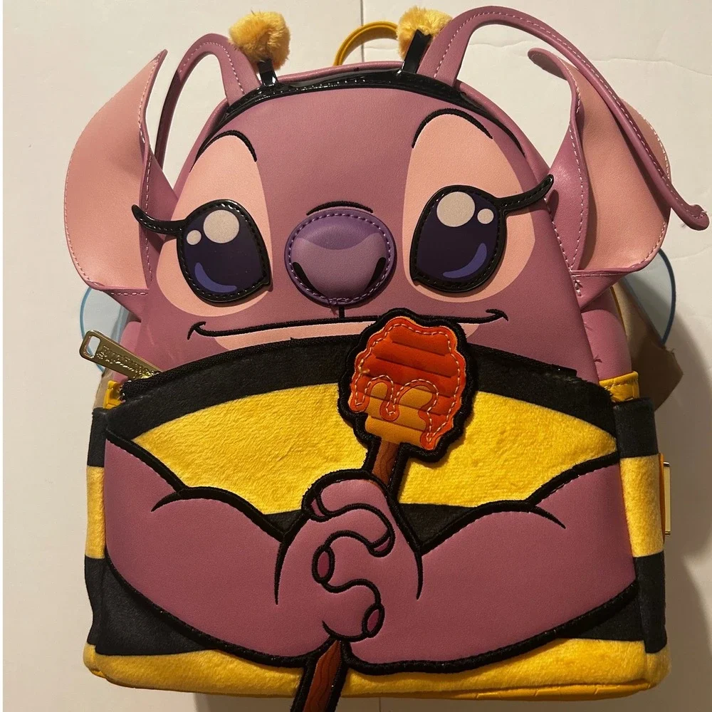 Disney Loungefly Angel Bumblebee Mini Backpack Lilo & Stitch Pink Yellow New